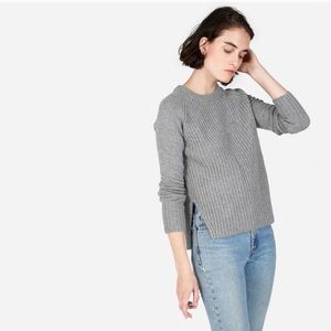 Everlane gray ribbed wool-cashmere crew